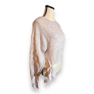 Women’s M Oatmeal Oversized Sweater Crop Top with Side Tie